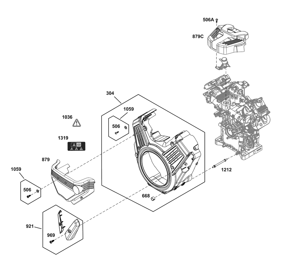 Blower Housing Group Diagram and Parts List for 61G277-0031-J1  Briggs and Stratton Engine